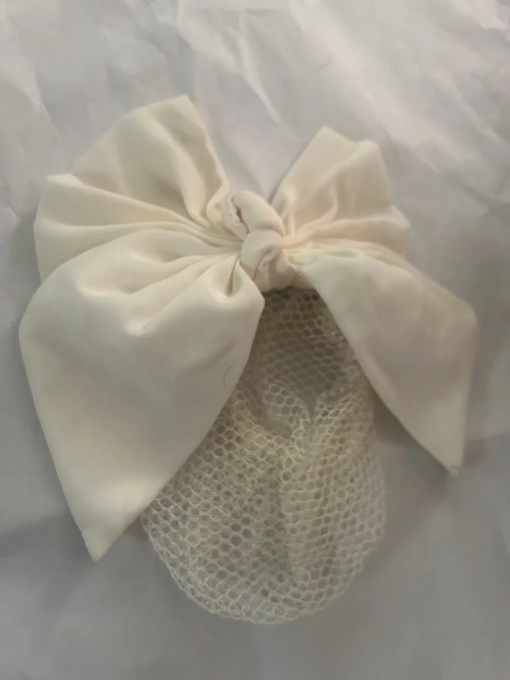 Vintage Ivory Bow Hair Net Barrette